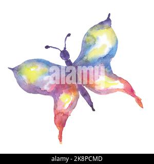 Aquarell Coloful Schmetterling Malerei. Abstrakte Schmetterling Aquarelle Kunst Stockfoto