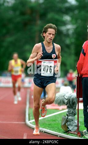 Jessheim 19940821 NM in der Leichtathletik. Laufübung. Bjørn Nordheggen in Aktion. Foto: Erik Johansen / NTB Stockfoto