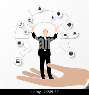 Geschäftsmann im Anzug. Designvorlage für Infografiken. Vektorgrafik Stock Vektor