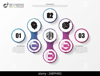 Infografik-Konzept. Vorlage für Diagramm, Diagramm, Präsentation und Diagramm. Geschäftskonzept mit 3 Optionen, Teilen, Schritten oder Prozessen. Vektorgrafik Stock Vektor