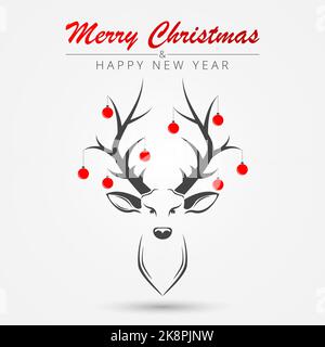 Weihnachtskarte mit Hirsch. Vektorgrafik Stock Vektor