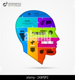 Infografik-Vorlage mit Kopf. Puzzle-Konzept. Vektorgrafik Stock Vektor