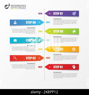 Infografik Zeitleiste Design-Vorlage mit Papier-Tags. Vektorgrafik Stock Vektor