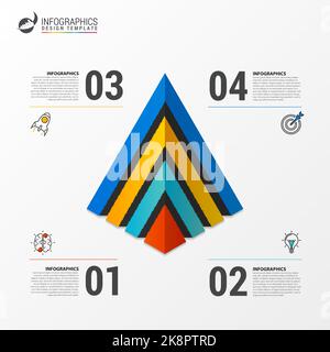 Pyramide-Infografik-Vorlage mit vier Schritten. Vektorgrafik Stock Vektor