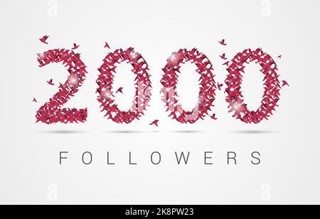 2000 (zweitausend) Anhänger. Origami-Vögel. Vektorgrafik Stock Vektor