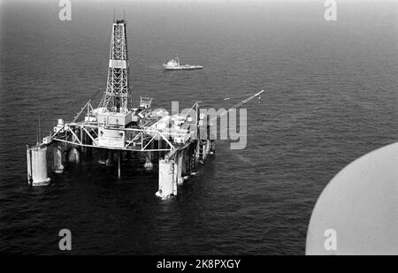 Nordsee 19700620 Milliarden aus der Tiefe? Es gibt Ölbohrungen in der Nordsee und Ansichten von Abenteuergewinnen. Norwegen könnte enorme Einnahmen aus dem Öl erzielen. Die Bohrplattform „Ocean Viking“. Foto: Sverre A. Børretzen / Aktuell / NTB Stockfoto