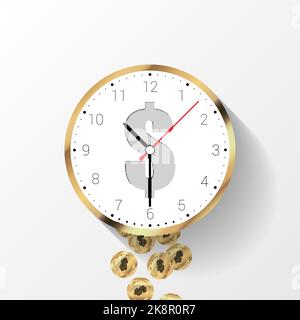 Zeit ist Geld Konzept. Geld sparen. Zeitmanagement. Vektorgrafik Stock Vektor