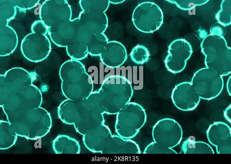 Niedliches Design blaugrün riesige Menge an organischen Einzellaren digitale Kunst Textur Illustration Stockfoto