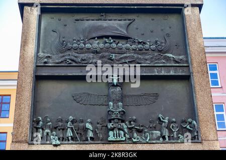 Eine Nahaufnahme des bronzenen Matrosendenkmals in Bergen, Norwegen Stockfoto