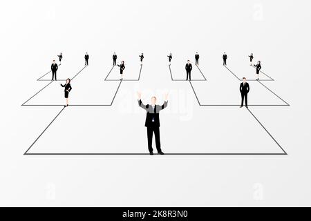 Organigramm. Unternehmenshierarchie. Unternehmensnetzwerk. Pyramide. Vektorgrafik Stock Vektor