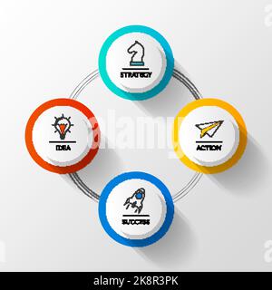 Infografik-Design-Vorlage. Geschäftskonzept mit 4 Schritten. Kann für Workflow-Layout, Diagramm, Banner, webdesign verwendet werden. Vektorgrafik Stock Vektor