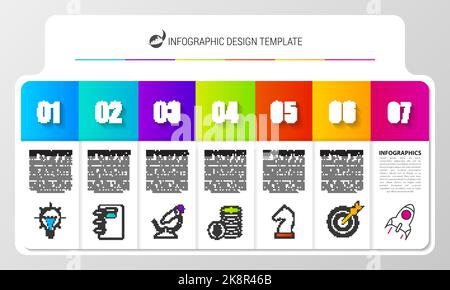 Business Chart mit 7 Schritten. Infografik-Design-Vorlage. Vektorgrafik Stock Vektor