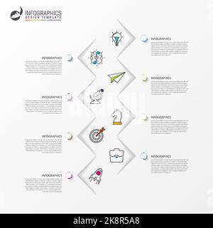 Infografik-Design-Vorlage. Timeline-Konzept mit 8 Schritten. Kann für Workflow-Layout, Diagramm, Banner, webdesign verwendet werden. Vektorgrafik Stock Vektor