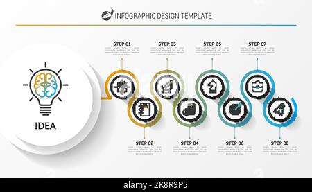 Infografik-Design-Vorlage. Kreatives Konzept mit 8 Schritten. Kann für Workflow-Layout, Diagramm, Banner, webdesign verwendet werden. Vektorgrafik Stock Vektor