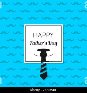 Alles gute zum Vatertag mit Schnurrbart und Krawatte. Vektorgrafik Stock Vektor