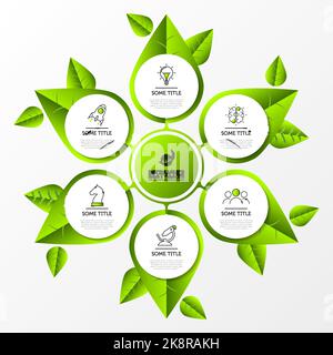 Infografik-Design-Vorlage. Naturkonzept mit 6 Schritten. Kann für Workflow-Layout, Diagramm, Banner, webdesign verwendet werden. Vektorgrafik Stock Vektor