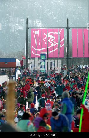 Kvitfjell 19940217. Die Olympischen Winterspiele in Lillehammer und die Öffentlichkeit. Super g, Männer. Foto: Jan Greve / NTB Stockfoto