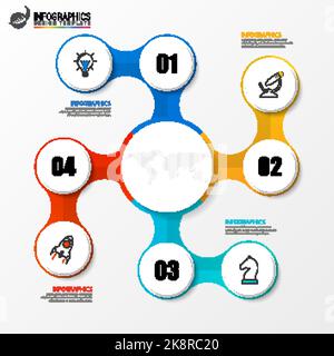 Infografik-Design-Vorlage. Kreatives Konzept mit 4 Schritten. Kann für Workflow-Layout, Diagramm, Banner, webdesign verwendet werden. Vektorgrafik Stock Vektor