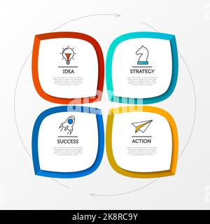 Infografik-Design-Vorlage. Geschäftskonzept mit 4 Schritten. Kann für Workflow-Layout, Diagramm, Banner, webdesign verwendet werden. Vektorgrafik Stock Vektor