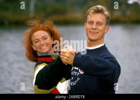 Oslo 10. Oktober 1991. Kim Rygel und Cecilie Brinck. Weltmeister im Standardtanz 1991. Foto: Glenn Widing / NTB Stockfoto