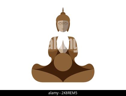 Sitzender Buddha isoliert auf Weiß. Esoterische Vektorgrafik. Vintage dekorative Kultur Hintergrund. Moderne stilisierte Zeichnung. Indisch, Buddhismus, Yoga Stock Vektor