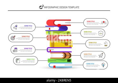 Infografik-Design-Vorlage. Bildungskonzept mit 9 Schritten. Kann für Workflow-Layout, Diagramm, Banner, webdesign verwendet werden. Vektorgrafik Stock Vektor