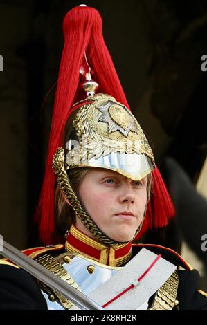 Weibliche Pferdemarde, Parade Der Pferdegarde, Whitehall, London. VEREINIGTES KÖNIGREICH Stockfoto