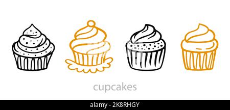 Cupcakes Vector Illustration Kollektion Stock Vektor