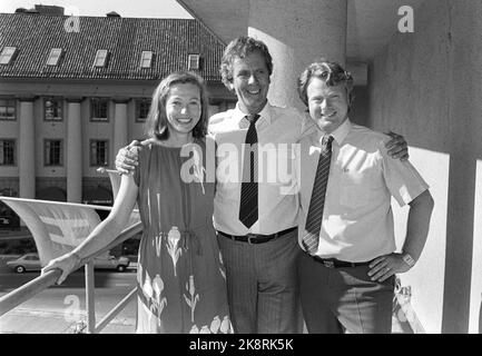 Oslo 19840826. Rechtsgerichtete nationale Sitzung. Nach der Wahl bei der Nationalversammlung von Høyre, Kaci Kullman Five (t 2. Vizepräsident Arne Skauge. Foto: Jan Erik Karlsen NTB / NTB Stockfoto