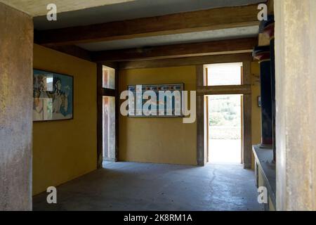 Stierspringende Freske, Knossos, archäologische Stätte aus der Bronzezeit, Europas älteste Stadt, Kreta, Griechenland, Europa Stockfoto