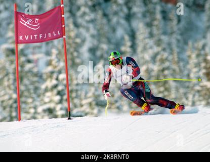 Lillehammer 19940217. Olympische Winterspiele im Lillehammer Super G - Alpine. Atle Skårdal Action. Foto: Calle Törnström / NTB Stockfoto