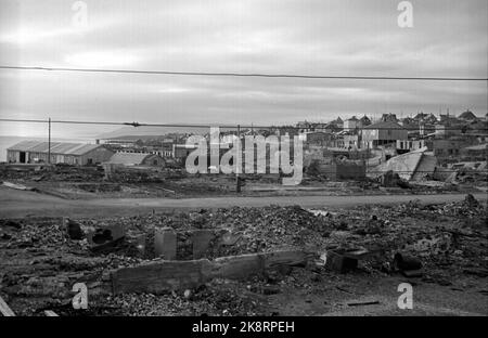 Vadsø Sept. 1946 die Erholung in Nordnorwegen nach dem Zweiten Weltkrieg Die Ruinen des zerbrochenen Zentrums von Vadsø, Foto: NTB / NTB Stockfoto