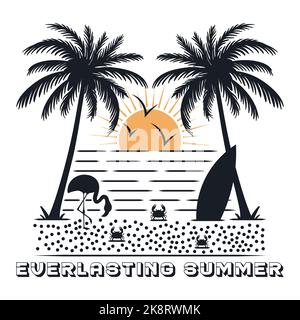 Ewiger Sommer am Strand. Editierbar, skalierbar, EPS 10, Vektorgrafik. Stock Vektor