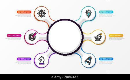 Infografik-Design-Vorlage. Kreatives Konzept mit 6 Schritten. Kann für Workflow-Layout, Diagramm, Banner, webdesign verwendet werden. Vektorgrafik Stock Vektor
