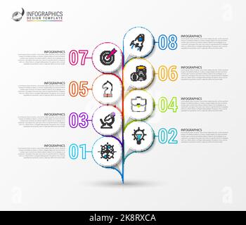 Infografik-Design-Vorlage. Kreatives Konzept mit 8 Schritten. Kann für Workflow-Layout, Diagramm, Banner, webdesign verwendet werden. Vektorgrafik Stock Vektor