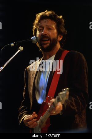 Kalvøya 3. Juli 1986. Eric Clapton auf der Bühne von Kalvøya. Foto; Morten Hvaal / NTB / NTB Stockfoto