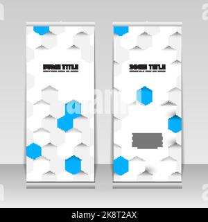 Farbenfrohes Roll-up-Banner mit Sechsecken. Vektorgrafik Stock Vektor