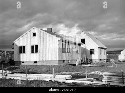 Vadsø Sept. 1946 die Erholung in Nordnorwegen nach dem Zweiten Weltkrieg Gehäusekonstruktion. Hier ist eine der Arten von Häusern, die in Finnmark produziert und gebaut wurden. Dies ist das Haus Typ A.50. Foto: NTB / NTB Stockfoto