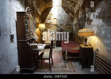 Das Innere der Zelle von Al Capone im Eastern State Penitentiary Stockfoto