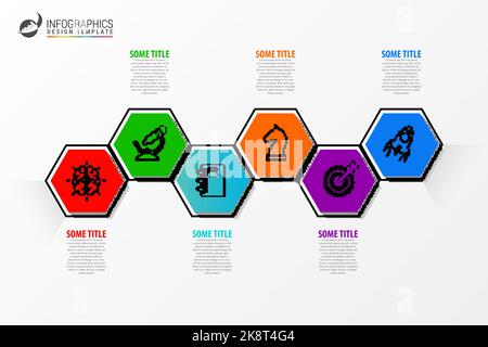 Infografik-Design-Vorlage. Kreatives Konzept mit 6 Schritten. Kann für Workflow-Layout, Diagramm, Banner, webdesign verwendet werden. Vektorgrafik Stock Vektor