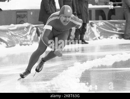 Oslo 19820130. EM Skating Bislett 1982. Rolf Falk-Larssen im Einsatz von 500 m während der Europameisterschaft in Bislett. Foto: Per Løchen NTB / NTB Stockfoto