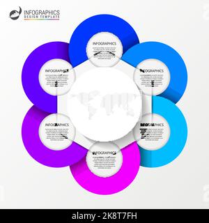 Infografik-Design-Vorlage. Kreatives Konzept mit 6 Schritten. Kann für Workflow-Layout, Diagramm, Banner, webdesign verwendet werden. Vektorgrafik Stock Vektor