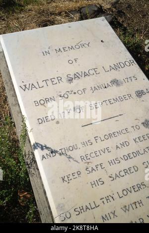 Grab von Walter Savage Landor auf dem Englischen Friedhof in Florenz Italien Stockfoto