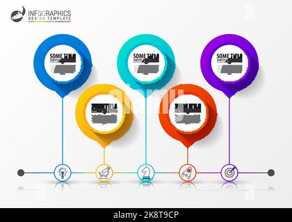 Infografik-Design-Vorlage. Kreatives Konzept mit 5 Schritten. Kann für Workflow-Layout, Diagramm, Banner, webdesign verwendet werden. Vektorgrafik Stock Vektor