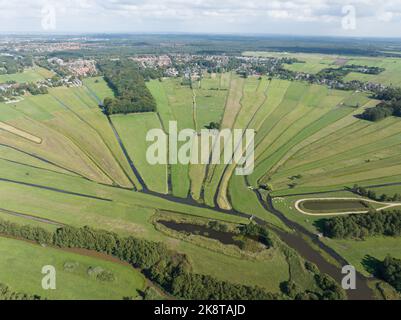 Loosdrecht Erholungswasser Fluss und Wiese ländliches Gras Land grünen Sumpf in schönen Muster kleinen Flüssen und Gewässern in der Natur. Niederlande Stockfoto