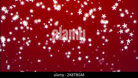 Weihnachtshintergrund mit Schneeflocken - fallender Schnee auf blauem Hintergrund 3D Rendering 3D Illustration Stockfoto