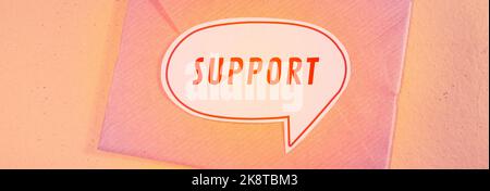 Nahaufnahme einer Geschäftsidee mit Unterstützung Stockfoto