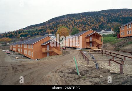 Lillehammer, 19920930: Die olympischen Anlagen für die Olympischen Winterspiele am Lillehammer 1994 sind im Bau. Picture: Bau des Medialen Dorfes auf Storhove. Foto: Lise Åserud Stockfoto