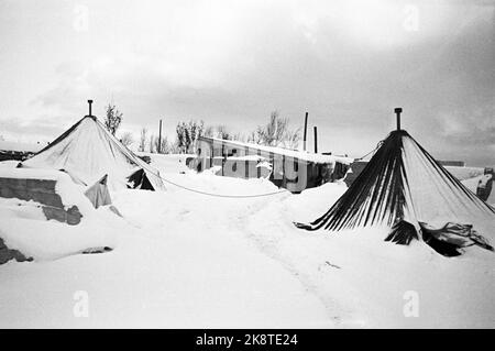 Hammerfest November 1945. Die Restaurierung in Nordnorwegen nach dem Krieg. FOTOGRAF: H. E. / NTB Stockfoto