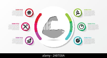 Infografik-Design-Vorlage. Kreatives Konzept mit 6 Schritten. Kann für Workflow-Layout, Diagramm, Banner, webdesign verwendet werden. Vektorgrafik Stock Vektor